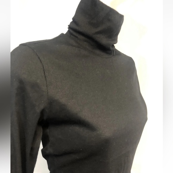 Women’s Active Basic Black Ribbed Fitted Turtleneck Size L - Picture 4 of 5